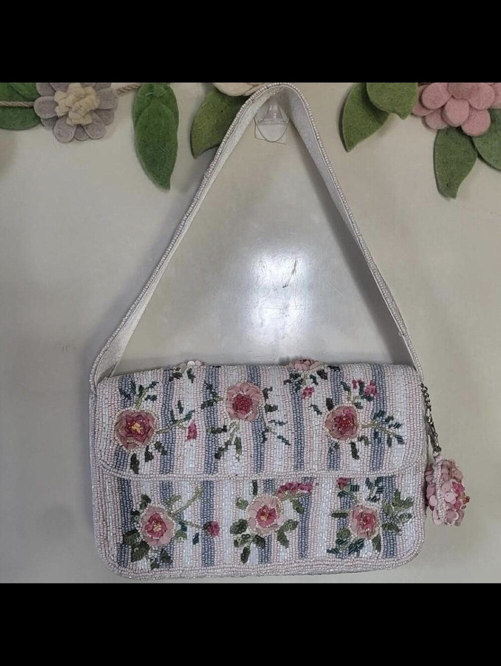 Handmade In India Beaded Bag With Matching Bag Charm